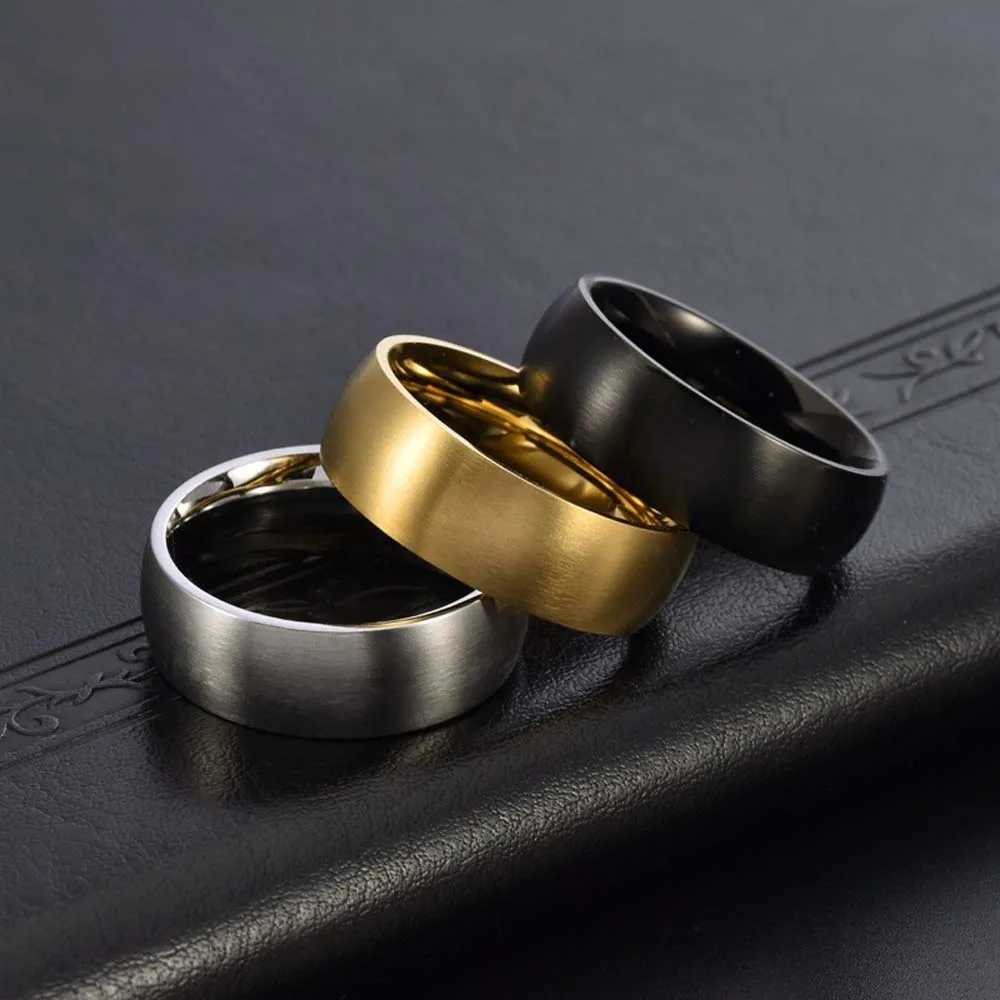 Mens Titanium Steel Ring 8mm Wide Brushed Finish Unisex Minimalist Jewelry Modern Design Gift for Him Stock ReadyW251017