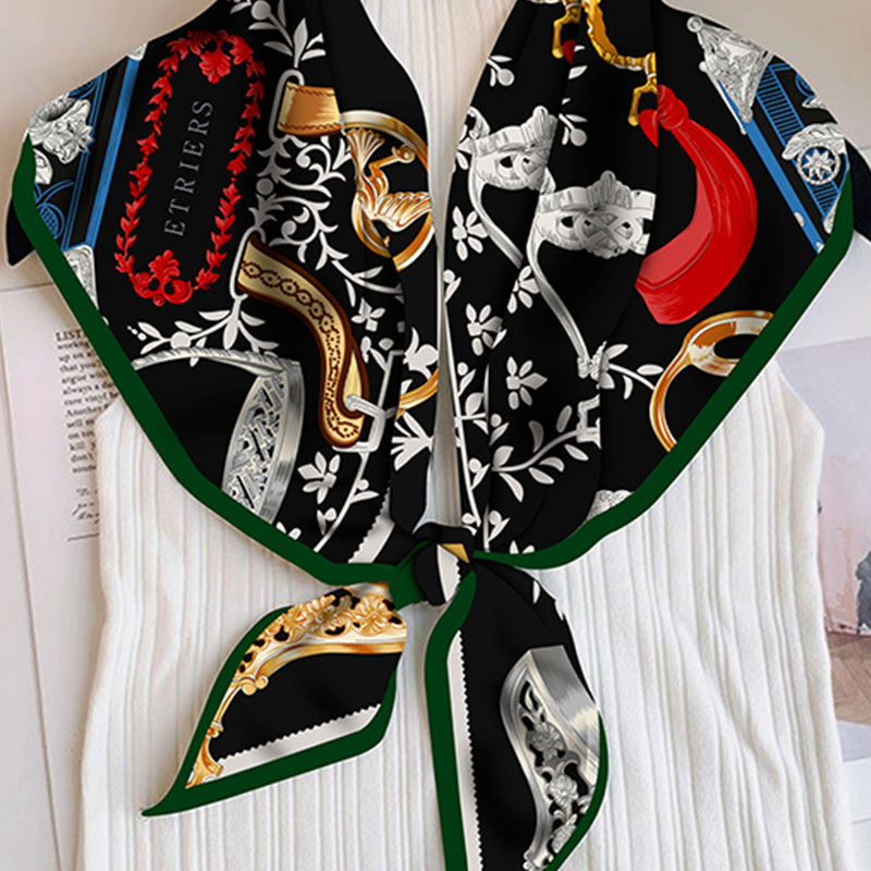 Soft Twill Satin Triangle Scarf Fashion Versatile For Daily Outfit Travel Party Office