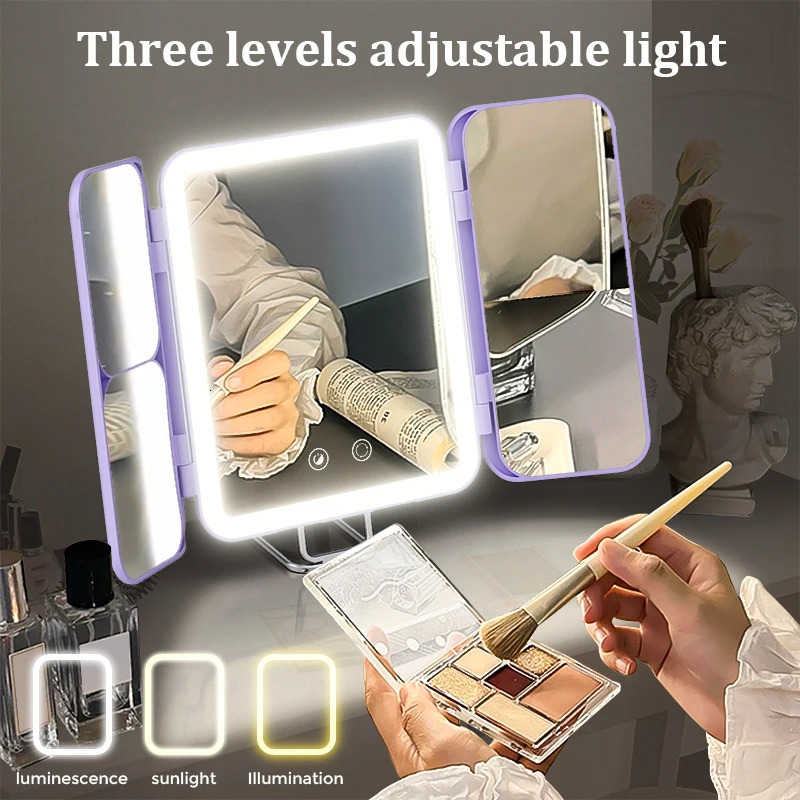 SEJOY Makeup Mirror with Lights 1X 3X 7X Magnifying Mirror Touch Control Trifold Makeup Mirror Portable LED Makeup Mirror 251017w