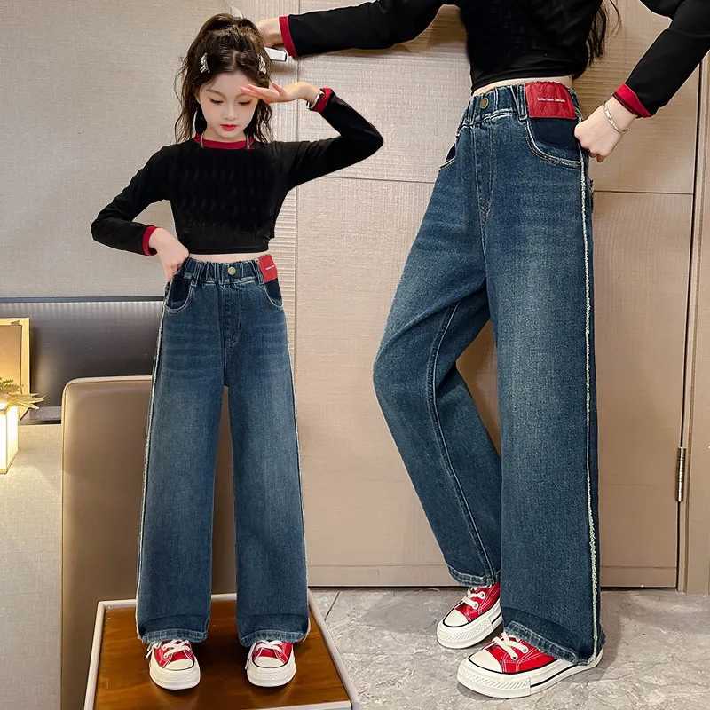 Teen Girls Winter Jeans Fleece Thick Warm Loose Wide Leg Pants Children Casual Allmatch Fashion Teenage School Kids TrousersT251017