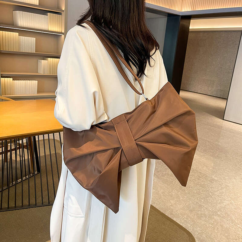 Korean Style Personality Bowknot Tote Large Capacity Crossbody Single Shoulder Cloth Women's Canvas Bag Elegant Student