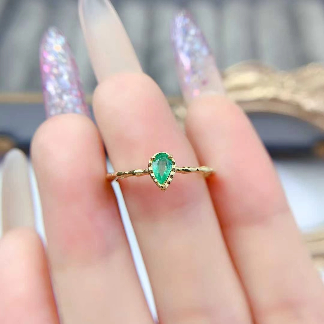 Sterling silver emerald ring classic design 925 silver ring for girl 3mm*5mm natural Colombian emerald jewelry