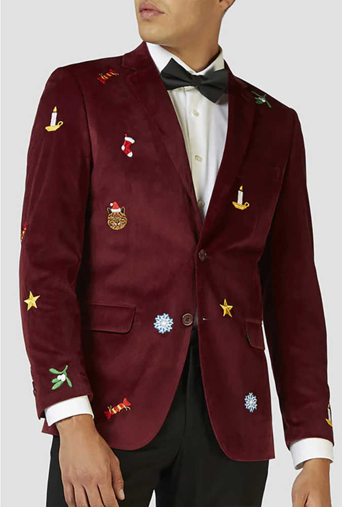 Modern 2 Pieces Men Suits Single Breasted Notched Lapel Christmas Jacket Blazer Formal Holiday Party Customized Outfits