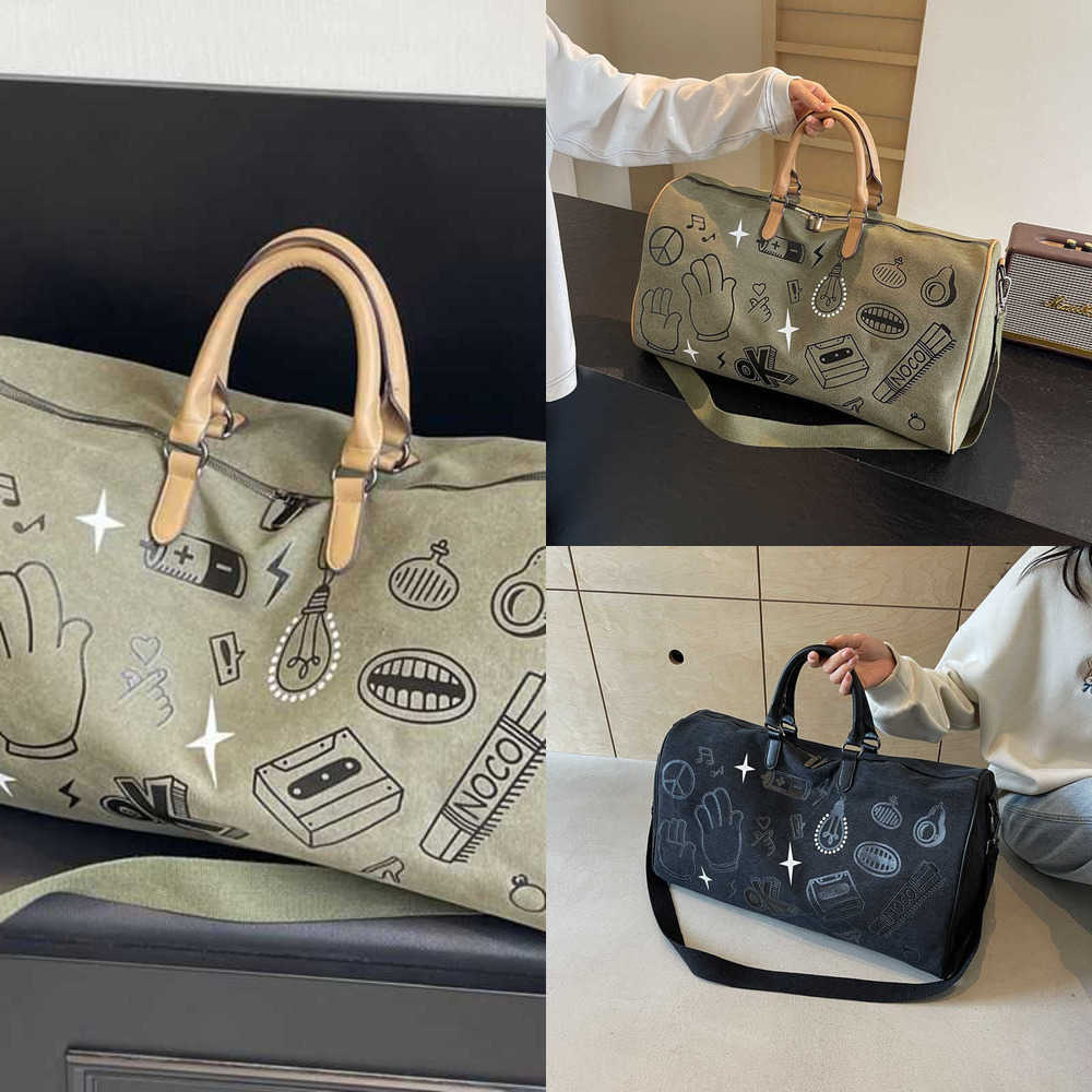 Travel Bag Women Super Large Capacity Outdoor Sports Handbag Canvas Big Bag Cartoon Sports Fitness Bag 250415