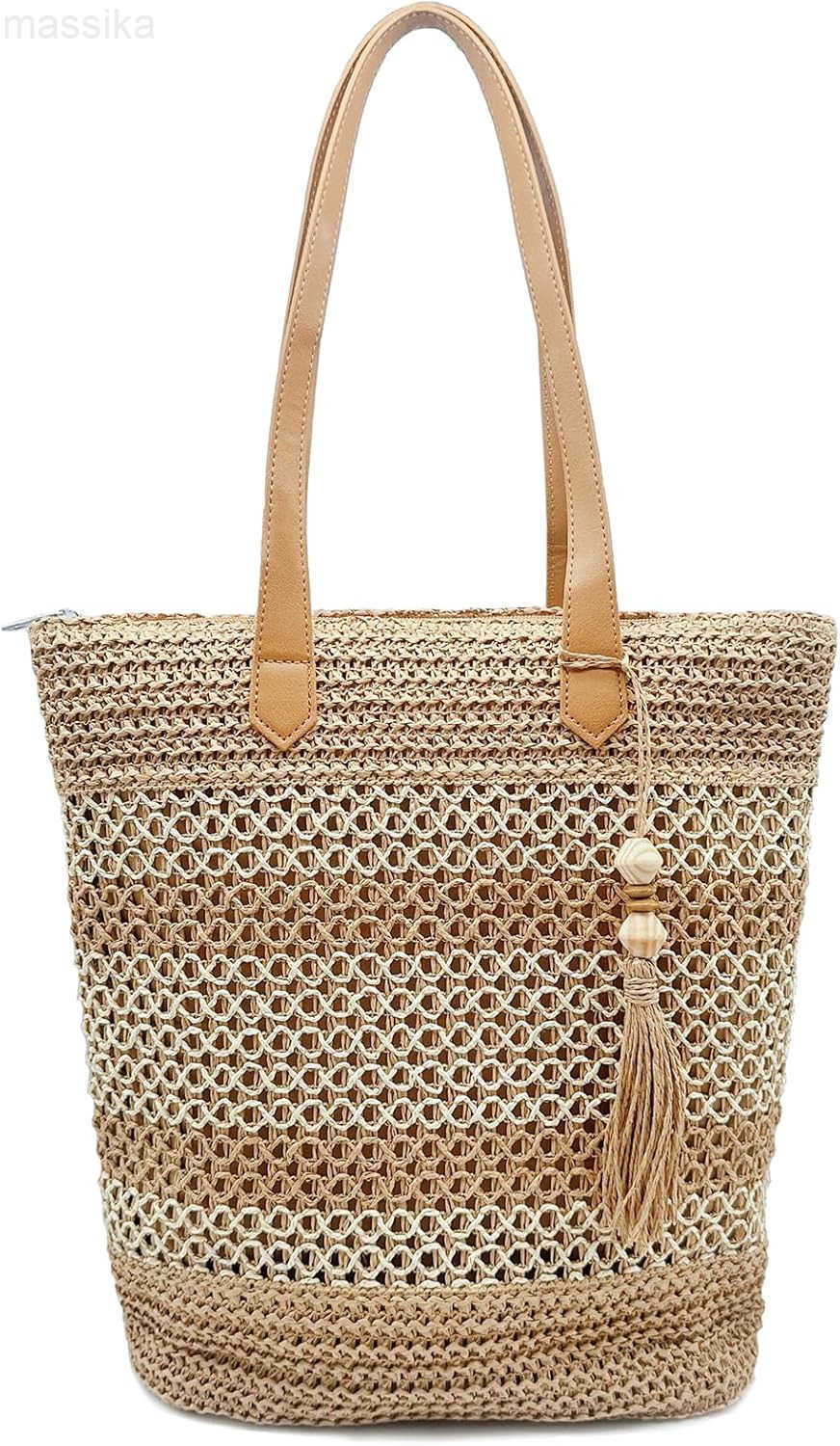 Straw Beach Bag Buckets Totes Handbag Shoulder Tote Bag Straw Purse Summer Purse Women Summer Handbag M251017