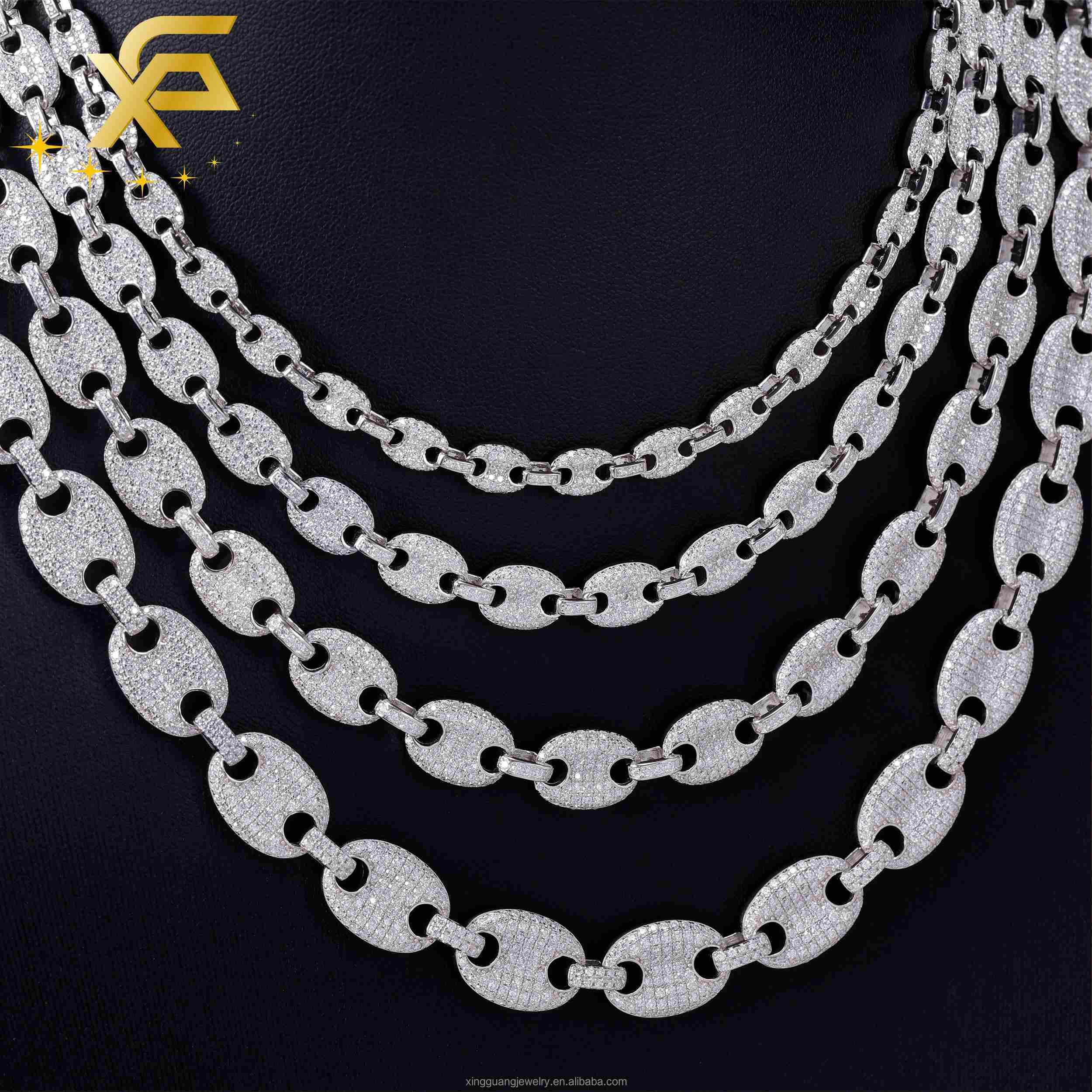 XG New Arrival Chain 925 Silver Hip Hop Jewelry Rapper Necklace with Ice Moissanite Cuban Lidynamic Chain