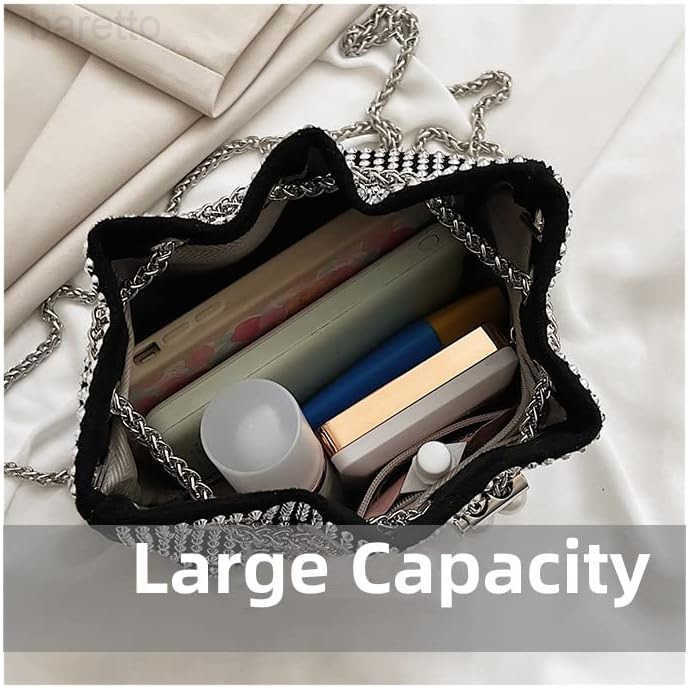 Womens Sparkly Rhinestone Purse Glitter Handbag Evening Drawstring Bucket Crossbody Bag for Wedding Party Prom Z251017