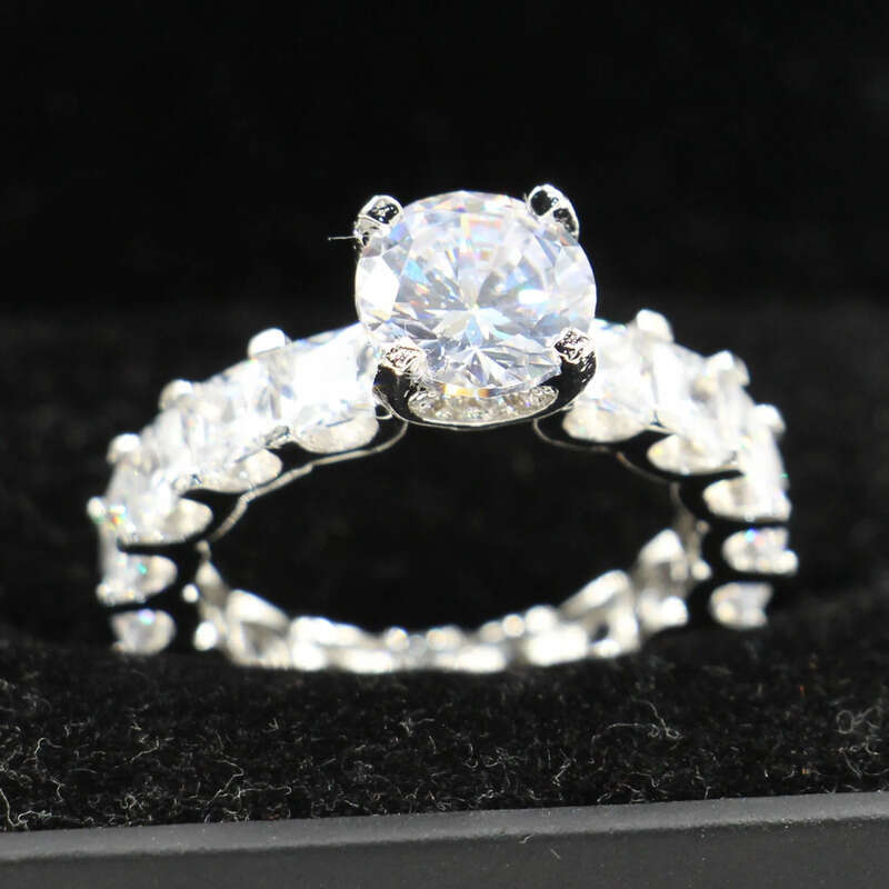 Victoria Wieck Jewelry Hot Sale Real Sterling Sier Round Shape White Topaz CZ Dia Women Wedding Princess Band Ring Gift