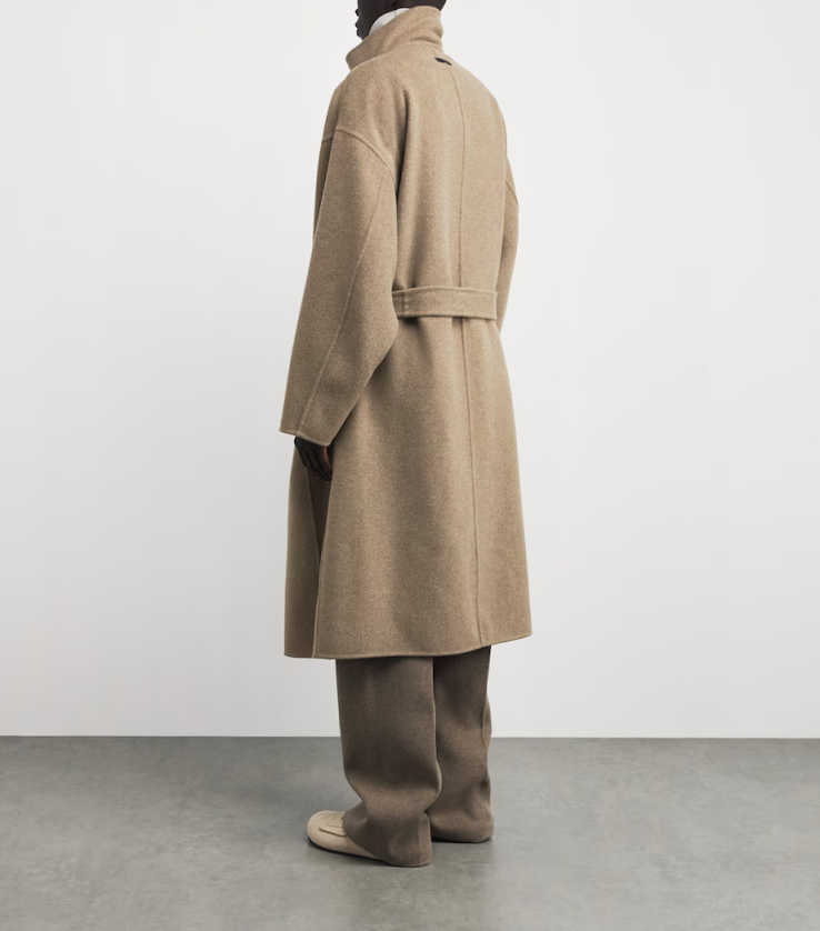 Retro Solid Men Long Overcoat Stand Collar 2025 Fashion Single Breasted Coats With Belt Chic Street Outwear Formal Occasion Customized