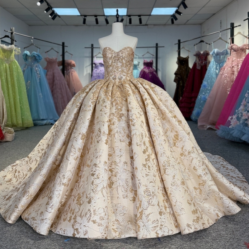 Champagne Shiny Quinceanera Dresses Off The Shoulder Applique Beading Crystal Tull Party Birthday Sweet 16 Dres Vestidos 15 De Anos