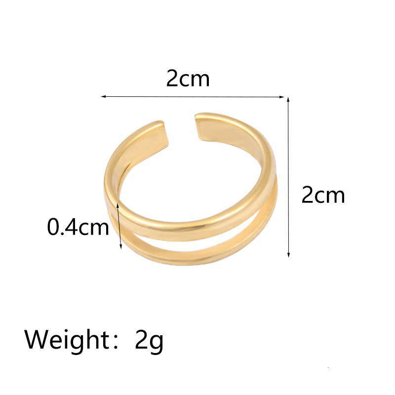 Trendy Ins Simple Open for Women Double Layer Adjustable Stainless Steel Ring ddmypluto