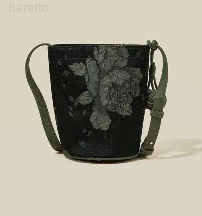 Womens Chinese Flower Style Shoulder Bag Mini Bucket Bag Crossbody Bag Z251017