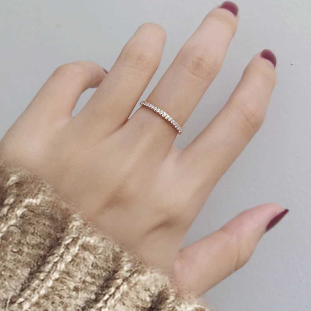 2mm Iced Out Cubic Zirconia Ring Female Gold Silver Color Stainless Steel Wedding Band Rings for Women Fashion Jewelry Gift 2025W251017