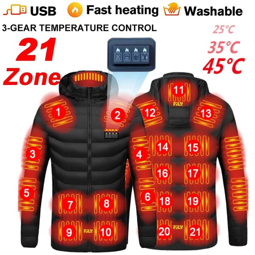 21 Areas Heated Jacket USB Electric Heating Vest for Women Winter Outdoor Warm Thermal Coat Parka Jacket NEW Cotton Jacket H251017
