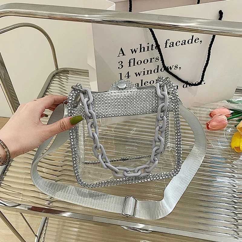 PVC Transparent Single Shoulder Chain Portable Messenger Bags Small Square Satchel Bag Girls Gift Clear Crossbody Bag for Women Z251017
