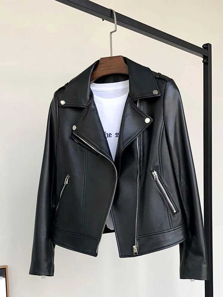 Nerazzurri Spring Autumn Short Black Light Faux Leather Biker Motorcycle Jackets for Women Zipper Luxury Clothing 5xl 6xl 7xlT251017