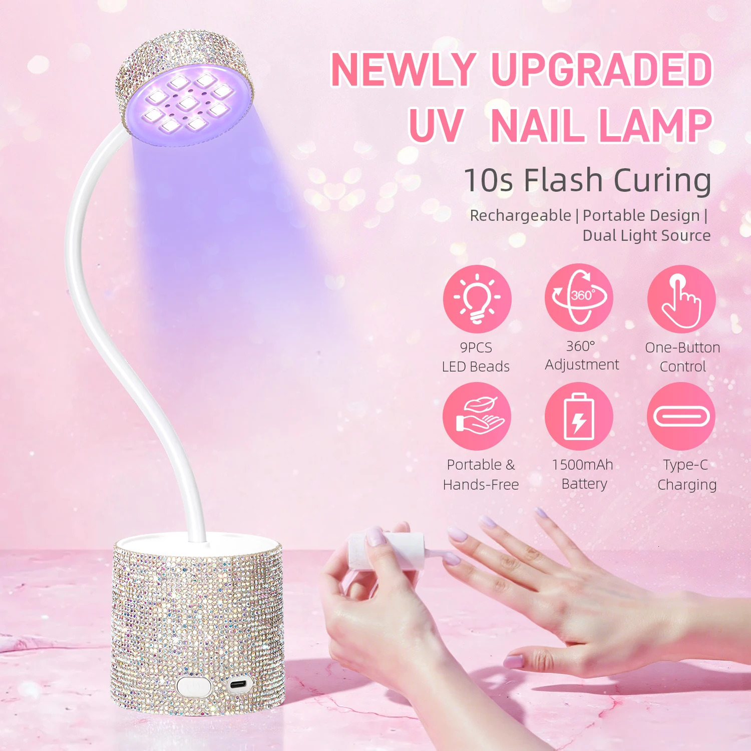 Rechargeable Cordless UV LED Nail Lamp Portable Mini Gel Polish Dryer With Flexible Gooseneck For Fast Curing Gel Nails Salon 251014