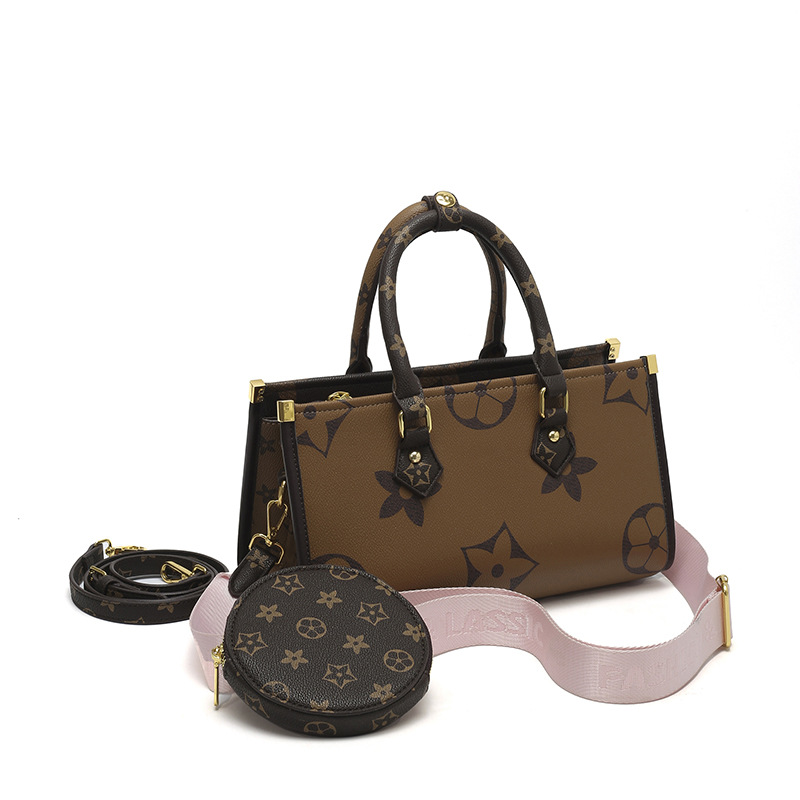 2025 free shipping designer bags New Classic Printed Boston Bag Simple Commuter Shoulder Bag for woman coffee white