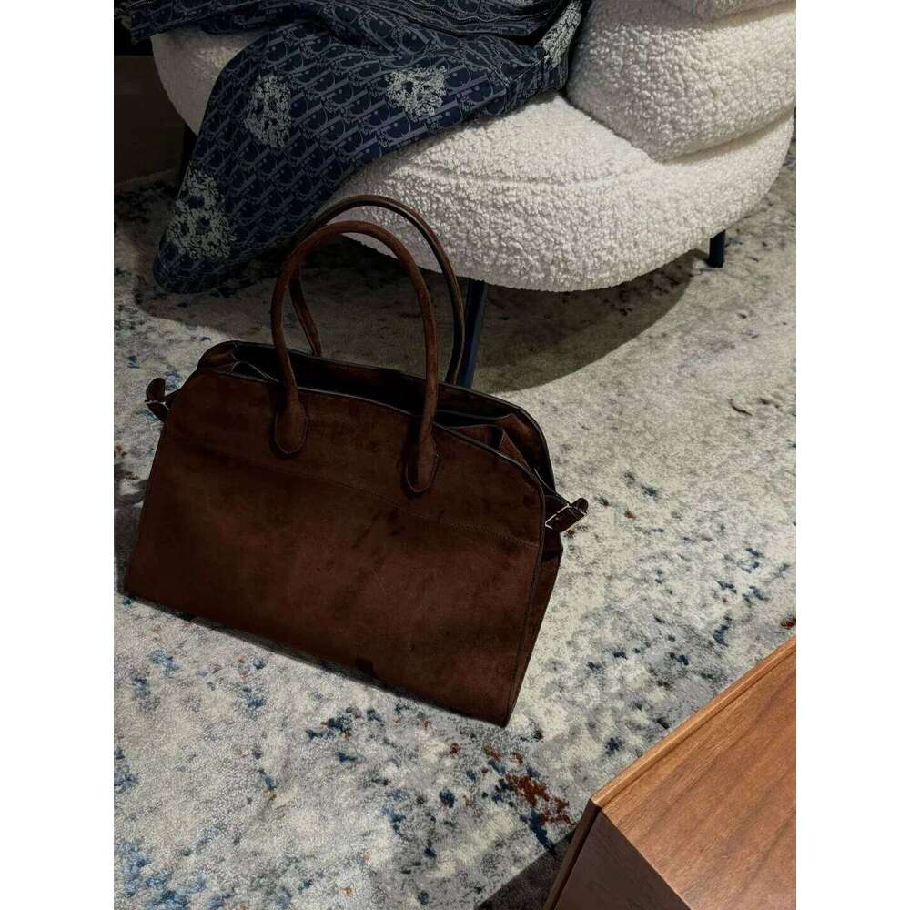 New Cowhide High Quality Tote Fashion Handbag Shoulder Bag Soft Large Capacity Suede Leather Margaux