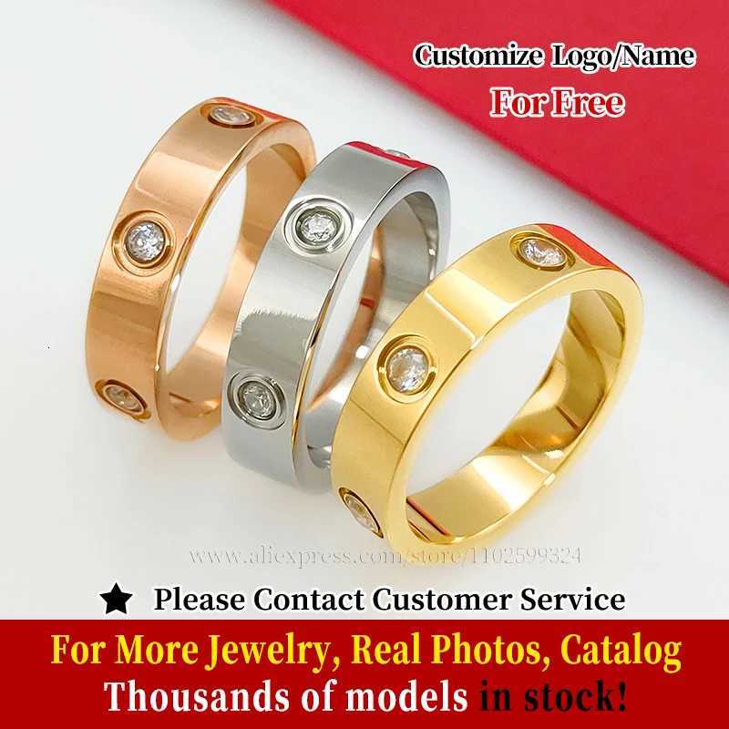 Classic Love Ring for Women Men Couple 18K Gold plated Stainless Steel Crystal Rings Cubic Zircon Wedding Ring Luxury JewelryW251017