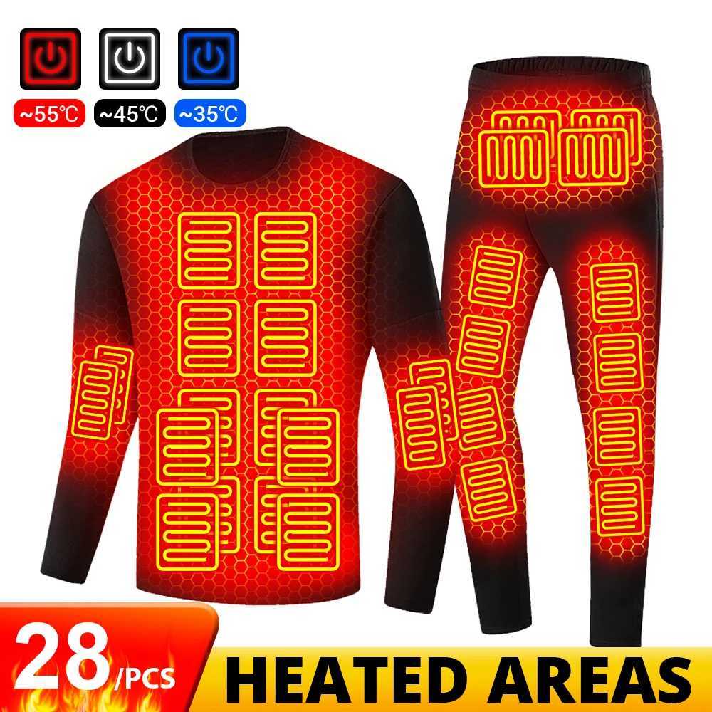 Selfheating Jackets Heated Thermal Underwear Men USB Electric Heated Ski Clothing Women Thermal Underwear Winter Pants Set H251017