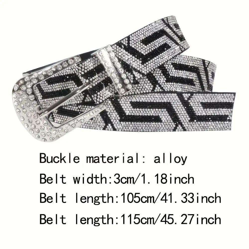Womens Fashionable Rhinestone Studded Belt Shiny Rivet Mens Belt Street HipHop Punk Rock Style Y2k Belts 251010
