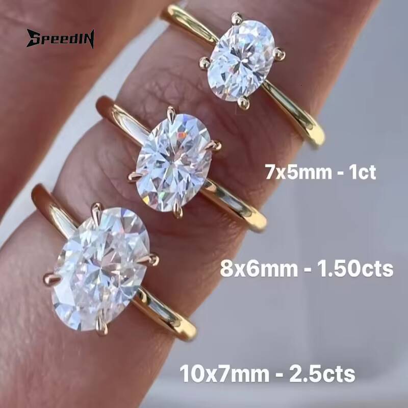 Speedin Top Sale Solitaire Diamond Jewely Ring 2ct Oval Cut IGI Certificate 14K Solid Yellow Gold Engagement Lab Diamond Ring