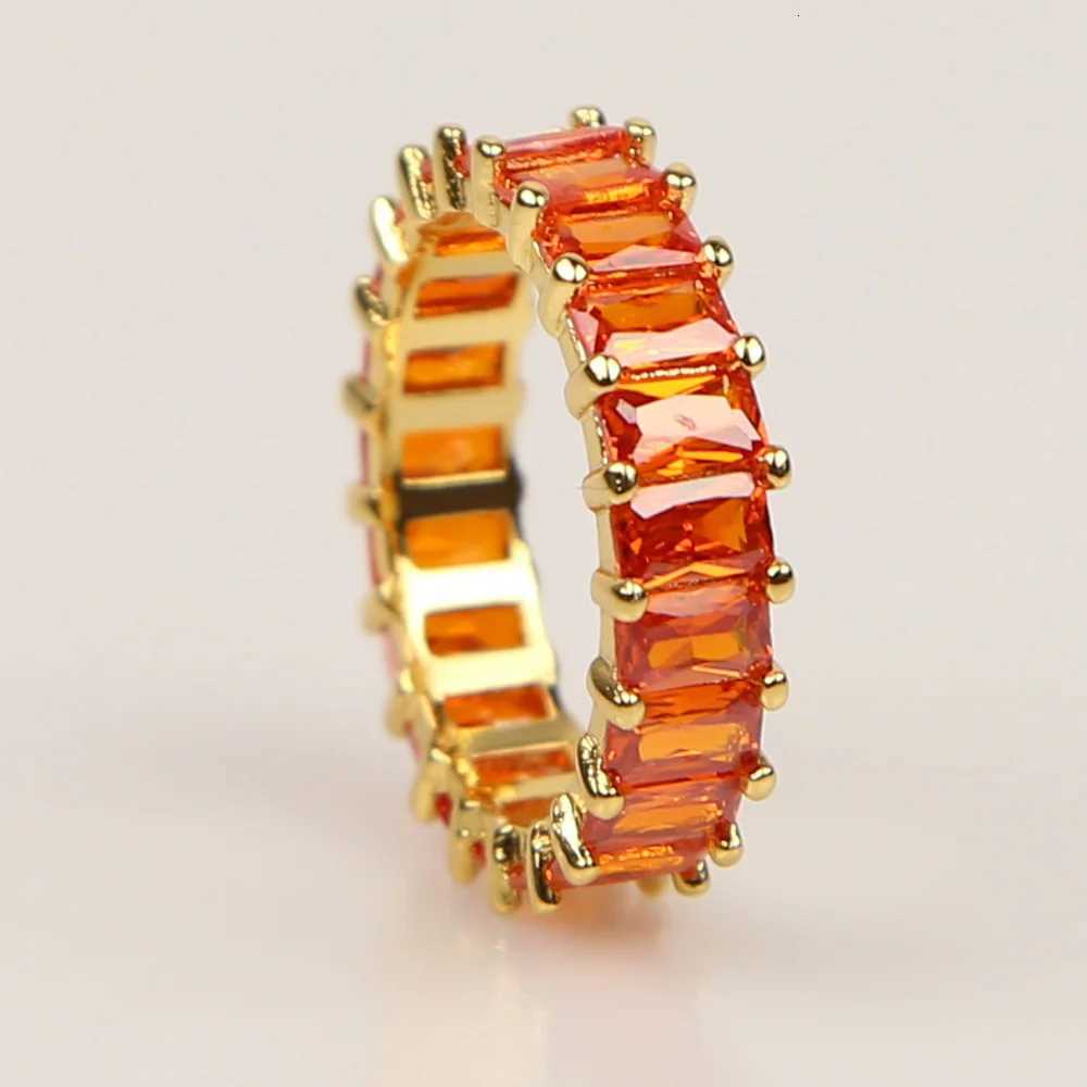 Colorful 2023 New Design Wholesale Women Finger Jewelry rectangleCZ Eternity Band Engagement RingW251017