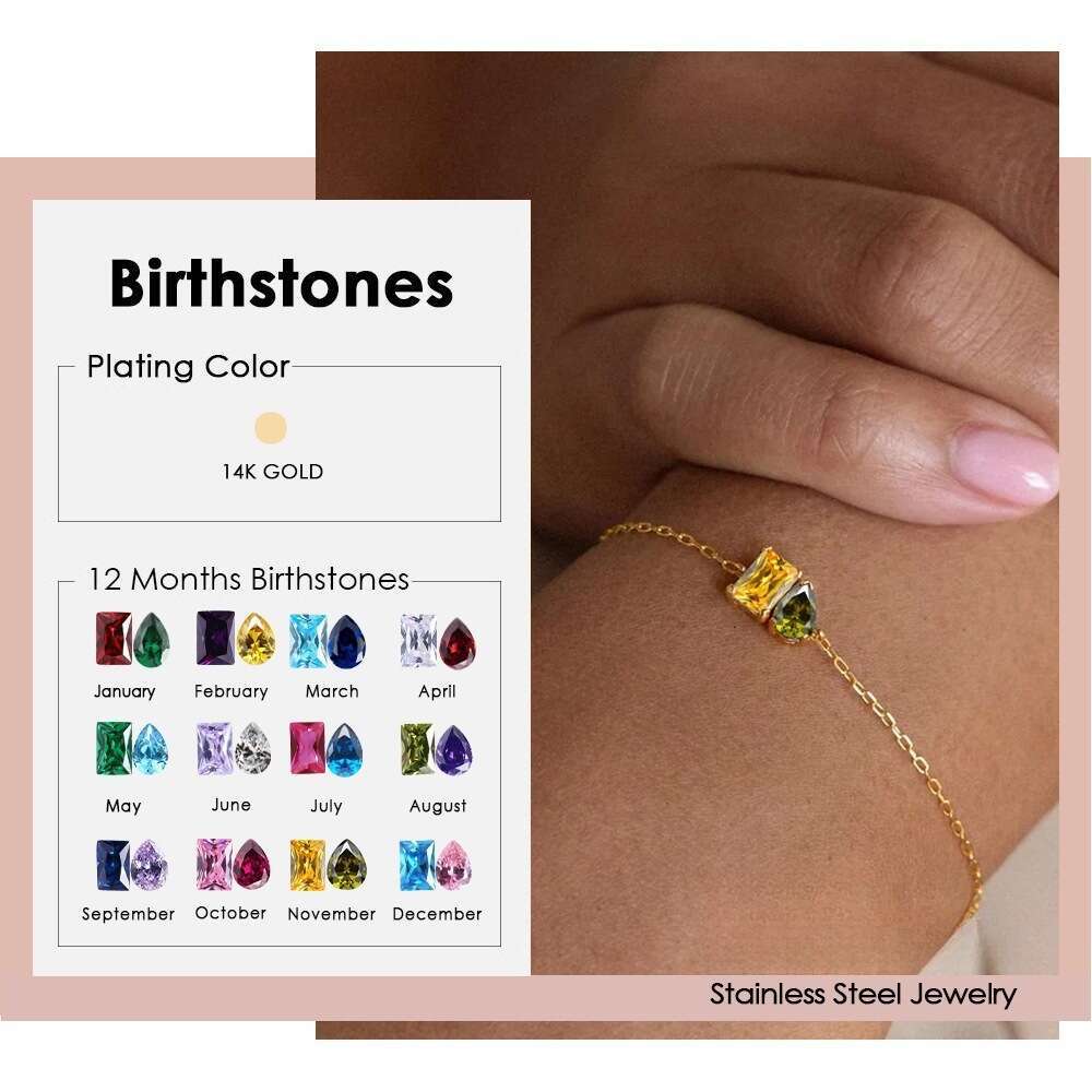 St.delan Fashion Water Drop Shape Square Light Bracelet Zircon Twee Birthstone Jewelry ddmypluto