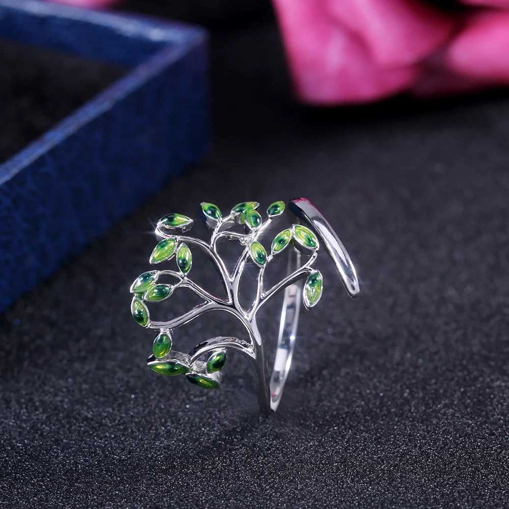 Huitan Live Tree Shaped Cocktail Party Women Ring Fresh Stylish Birthday Pleased Gift For Women Fashion Adjustable Open RingsW251017