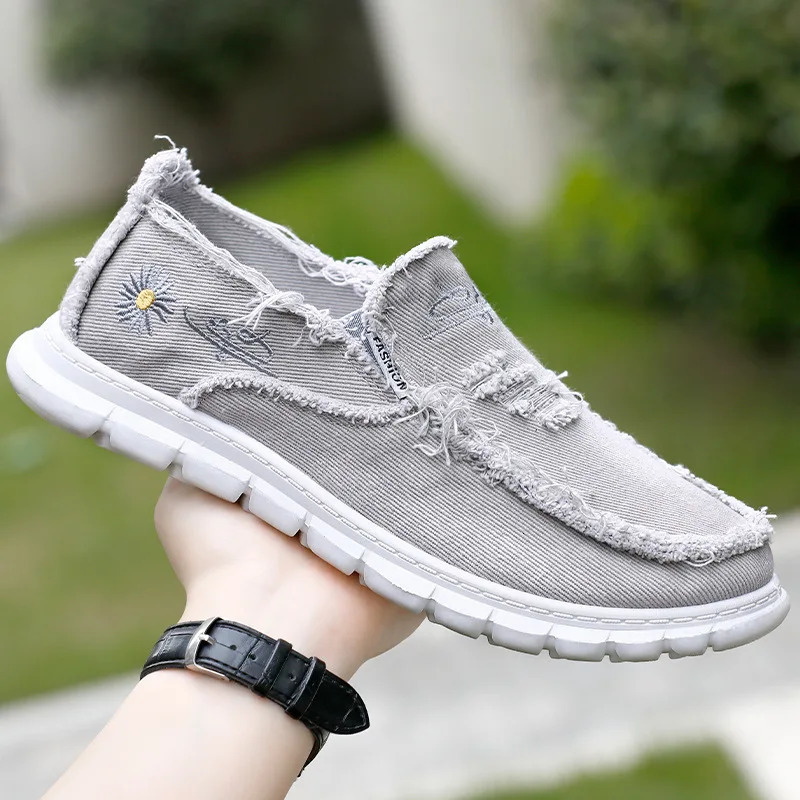Mens Spring Summer AntiOdor Breathable SlipOn Canvas Sneakers Comfortable Casual Shoes 251013