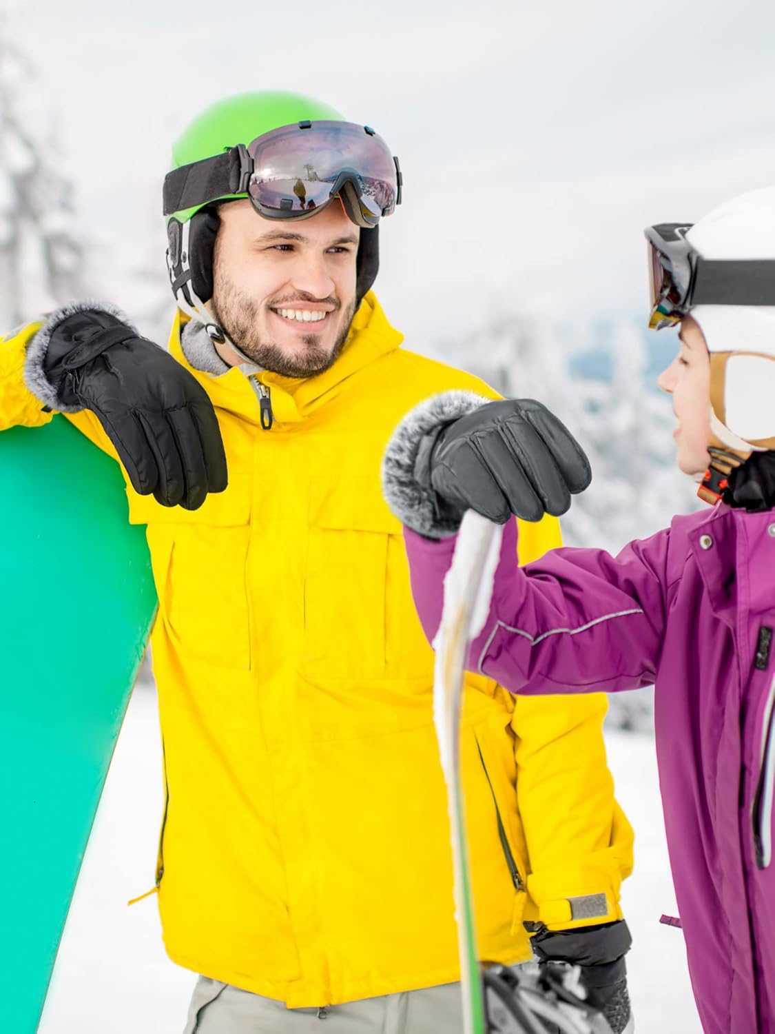 2 Pair Winter Ski Gloves for Adult Women Men Waterproof Faux Fur Warm Windproof Snow Gloves for Skiing Anti Slip Z251017
