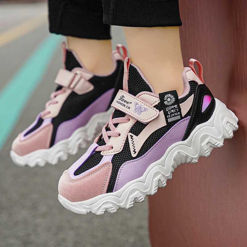 Fashion Children Shoes Girls Sneaker Black Pink PU Leather Platform Casual Sneaker School Tennis Sports Shoes for GirlsT251017