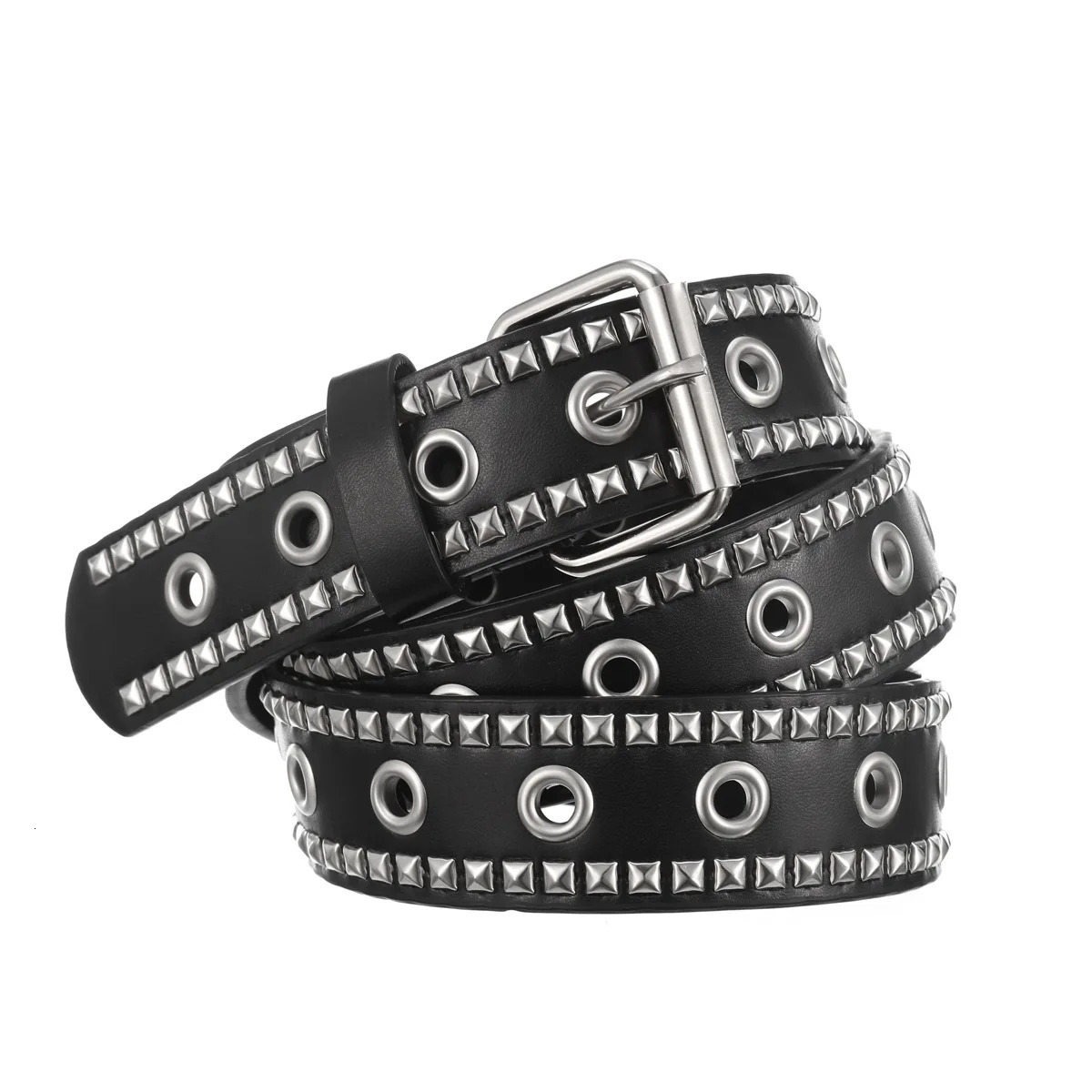 High Quality Y2K Rivet Belt MenWomens Studded Fashion Versatile Belts Punk Rock With Pin Buckle Drop Decoration Black 251010