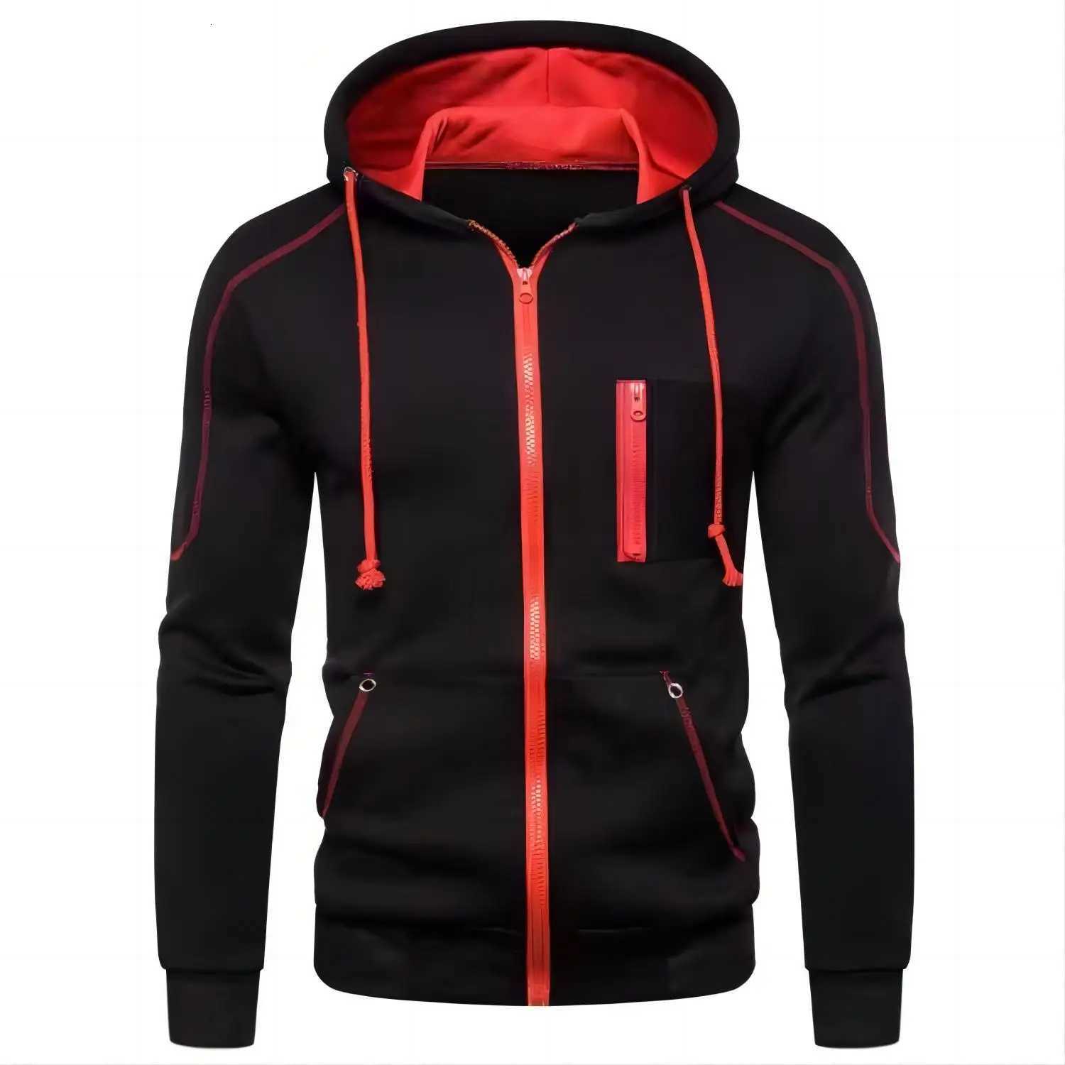 2024 New Mens Hoodie Jacket Streetwear Long Sleeve Sweatshirts Zipper Hooded Pullover Male Sportswear Men Clothing Streetwear Z251017