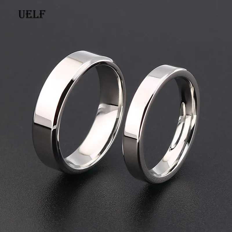 Uelf 4mm 6mm Classic Wedding Ring for Men Women Gold Black Silver Rose Color Stainless Steel US sizeW251017