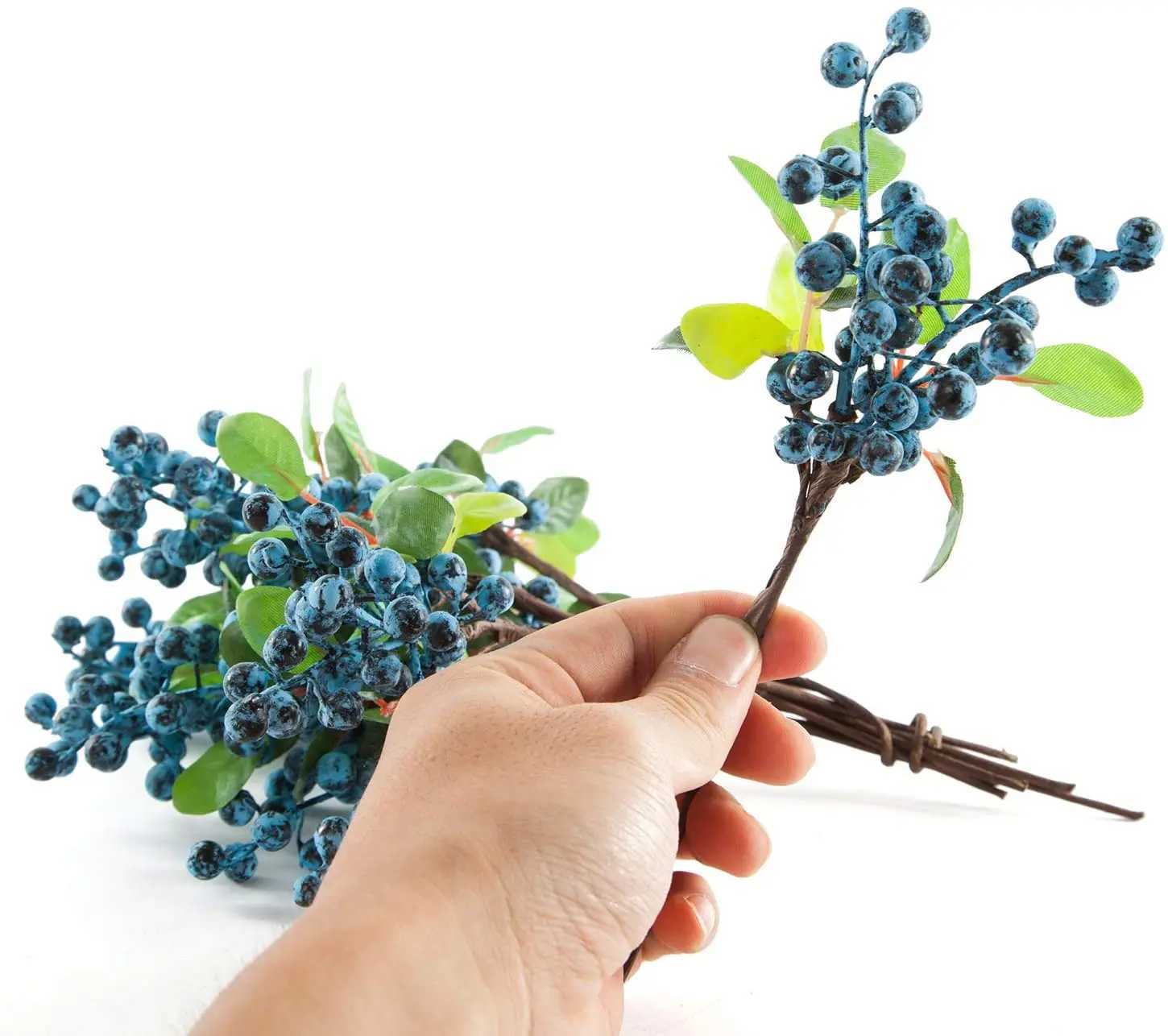 10PCS Artificial Flowers Blue Berry Stems 98inch Blueberry Floral Arrangement Bouquet Filler for Home Wedding Party Decoration C251017