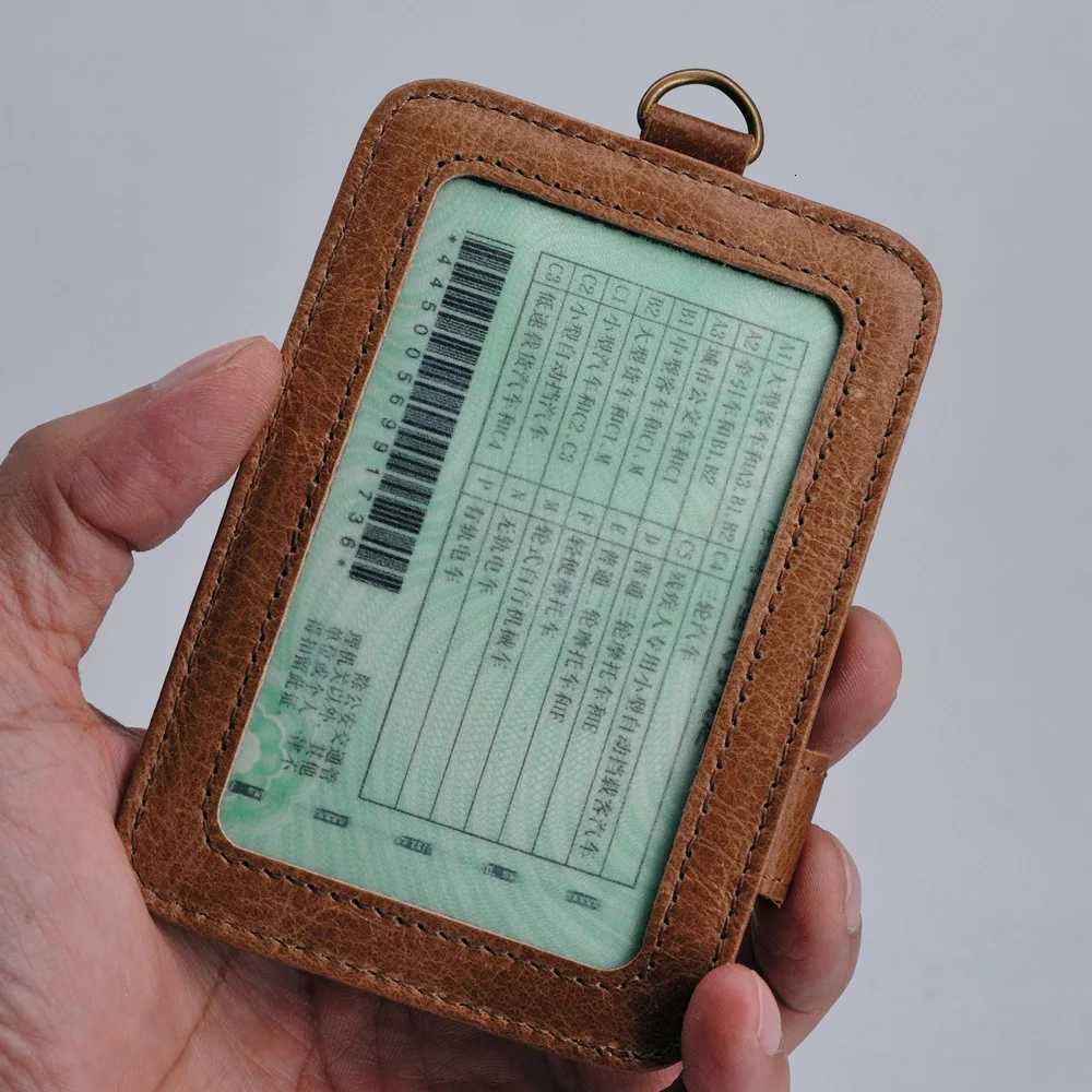 Work License Drivers License Bus Card European and American Fashion Portable Membership Card Simple Top Layer CowhideW251017