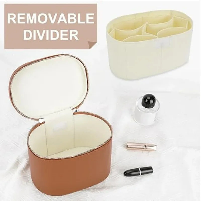 Free Custom Name Portable Travel Storage Bag Removable Cosmetic Bag with Separate Washing Compartment Pebble Leather251011