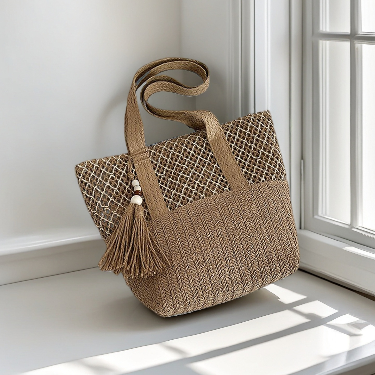 Seaside Beach Vacation Straw Woven Bags Woven Bags Commuting Single-shoulder Bags Large-capacity Tote Bags