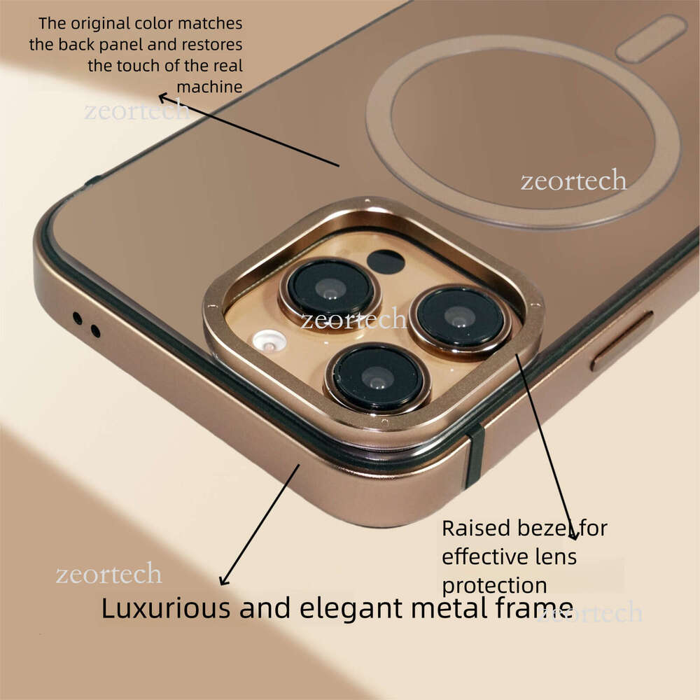 Compatible iPhone 16 Pro Max Original Color Phone Case with Metal Frame, Composite Back Panel, Magnetic Suction, and Shockproof Protection