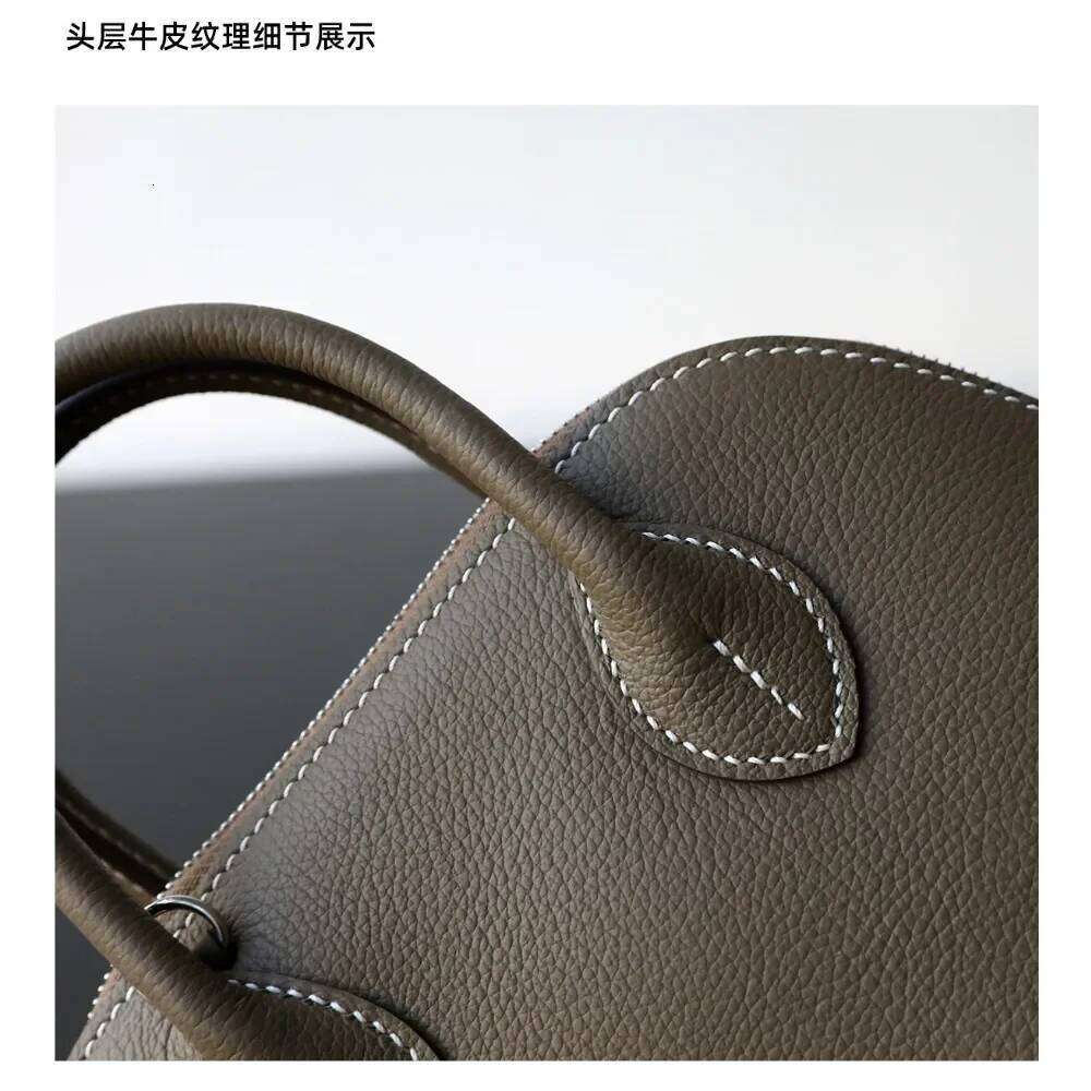 2025 New High-end Light First-layer Cowhide Mini Bowling Shell Semi-handmade Messenger Leather Women's Bag