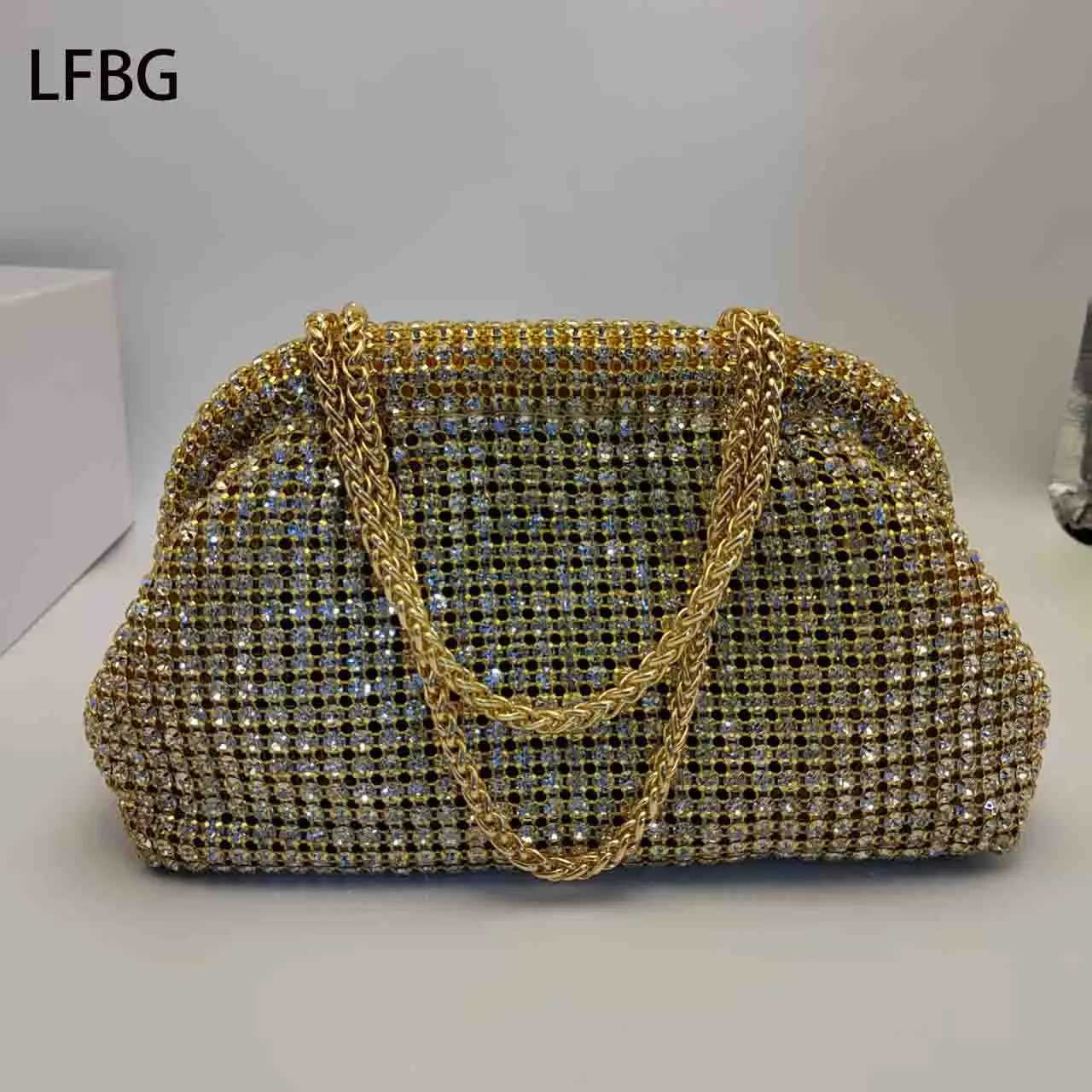 2025 New Evening Bag Gold Cloud Clutch Bag Rhinestone Purse Wedding Bag High Quality Bridal Bag Z251017