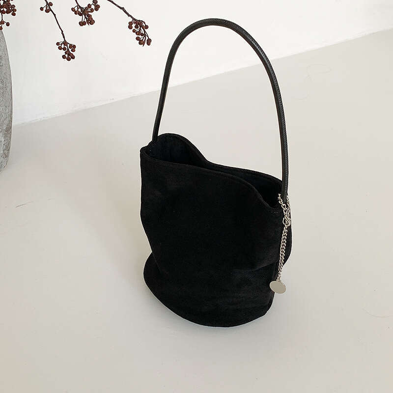Autumn Winter New Suede Leather Elegant Fashion Bucket Bag Large Capacity Versatile High-End Commuter Handbag For Women B5