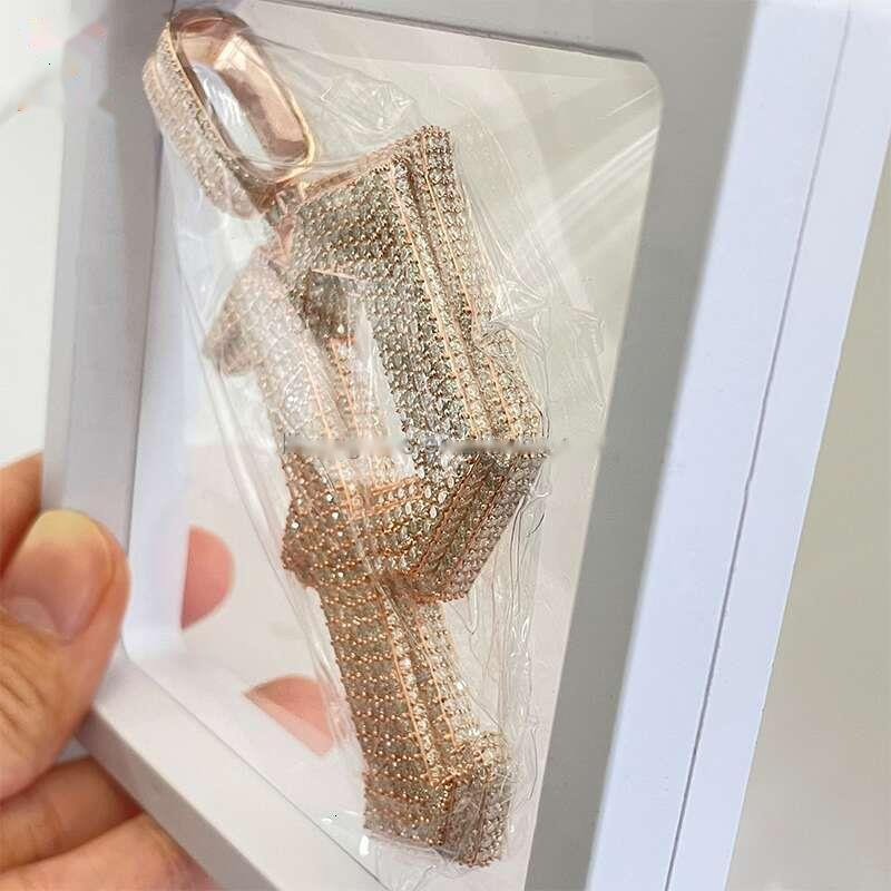 Customized Sliver Hip Hop VVS Moissanite Diamond Charm Necklace P Letter Pendant