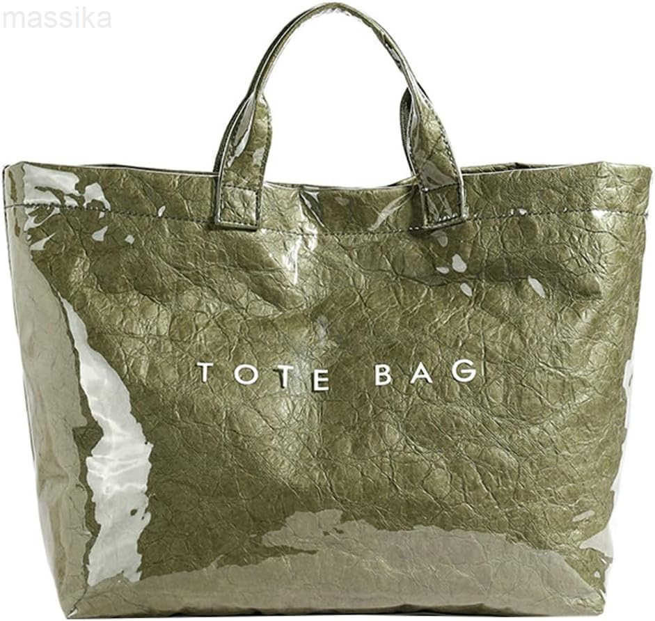 Womens PVC Tote Handbags Shoulder Bag Winter Fall Fashion Kraft Paper Tote Bag Y2K Large Shopping Bag M251017