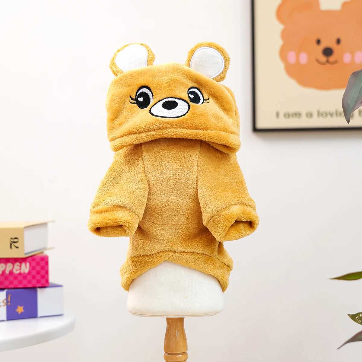 Pet Dog Clothing Autumn and Winter Thickened Plush Cute Bear Transformation Clothing Yellow Catdog ClothingW251017