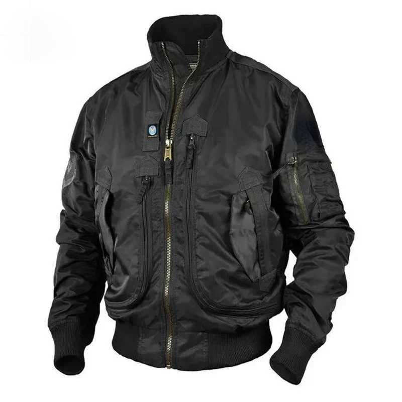 Multi Pocket Motorcycle Jacket Mens Hiking Outdoor Loose Pocket Baseball Suit Coat Mens Autumn Vintage Work Windproof Jacket J251017