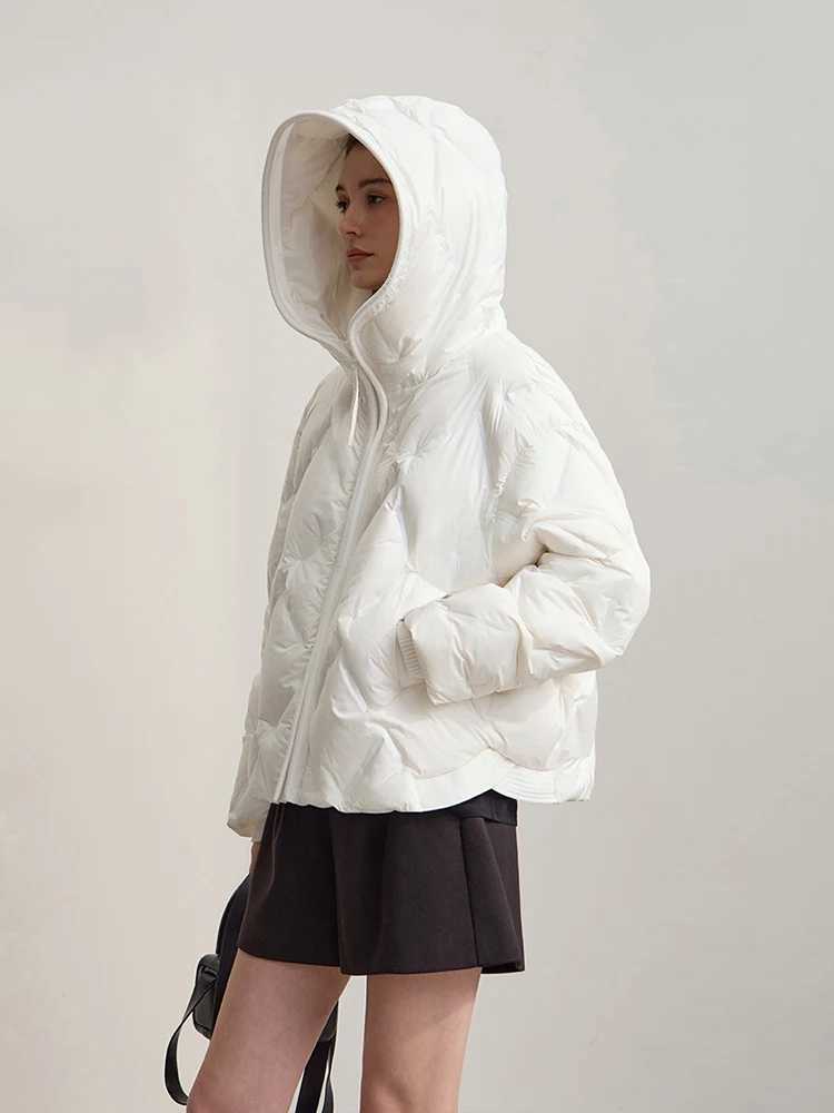 AMII Womens Jacket Coat 2025 Winter New Warm Commuter Hooded Down Jackets Woman Straight Solid Loose Long Sleeve Top 12554021 W251016