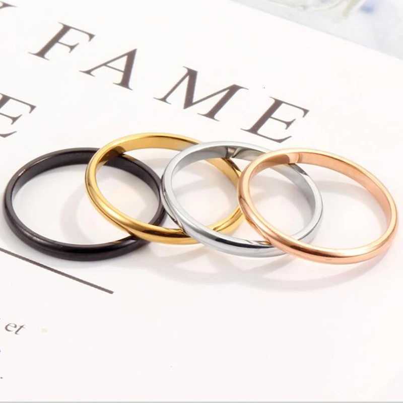Small Stainless Steel Rings for Women Black Rose Gold Silver Color Tail Ring Fashion Jewelry WholesaleW251017